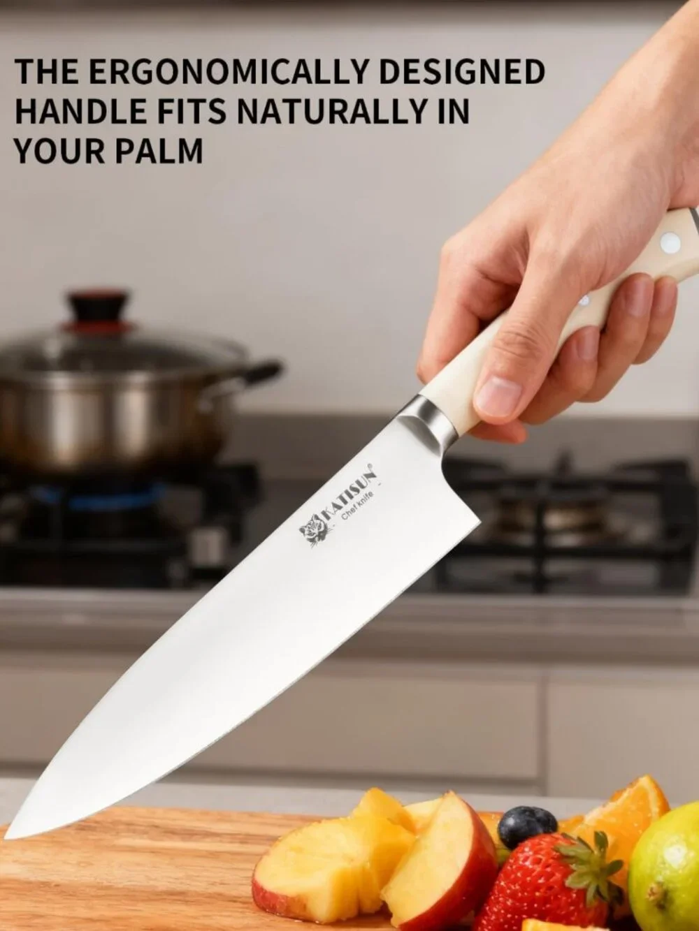 14-Piece Self-Sharpening Kitchen Knife Set with Wooden Block, High Carbon Steel